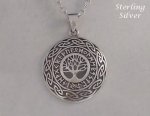 Tree of Life Necklace, Sterling Silver with Ancient Text, Celtic