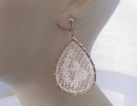 Embroidered Flowers Rose Gold Clip On Dangle Earrings