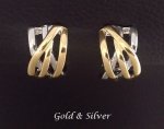 Clip On Earrings Half Hoop Combination of Gold and Silver