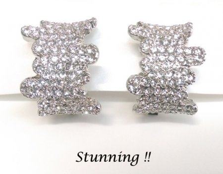 Crystal Clip On Earrings Glamorous Silver with Dazzling Crystals