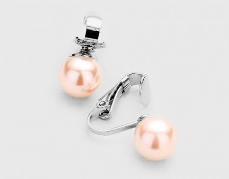 Petite Pink Pearl Clip On Earrings by Dazzlers, 10mm Petite Size