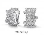 Dazzling Half Hoop Crystal Clip On Earrings - Sparkling Crystals