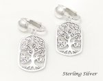 Clip On Sterling Silver Earrings Intricate Tree of Life Design