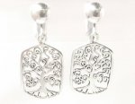 Clip On Sterling Silver Earrings Intricate Tree of Life Design