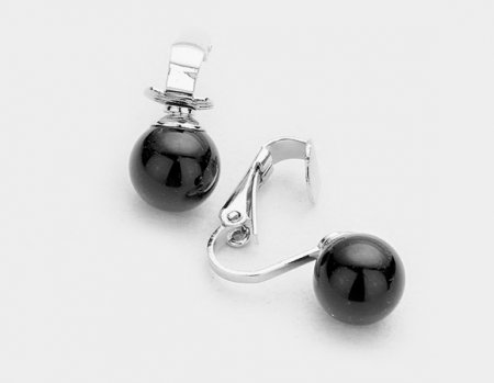 Clip On Pearl Earrings Elegant Petite Black Solo Pearl