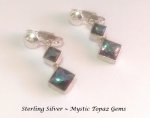 Gorgeous Sterling Silver Clip On Earrings with Mystic Topaz Gems