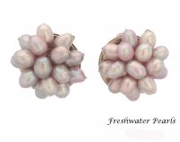 Freshwater Pearl Cluster Clip On Earrings, Lilac