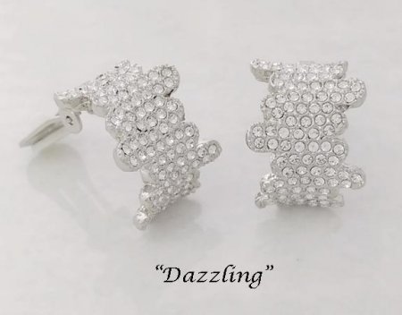 Dazzling Half Hoop Crystal Clip On Earrings - Sparkling Crystals