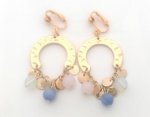 Horseshoe Bohemian Fashion Clip On Earrings, Gold with Beads