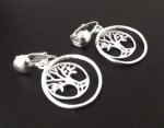 Designer Clip On Sterling Silver Earrings, Tree of Life