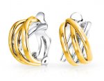 Clip On Earrings Half Hoop Combination of Gold and Silver