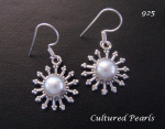 Classy Sterling Silver Earrings with Cultured Pearls