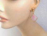 Pink Harp Fashion Clip On Drop Earrings, Gold | Dazzlers