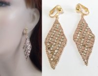 Clip On Dangle Earrings Glamorous Gold Mesh