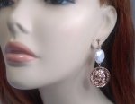 Rose Gold Clip On Earrings with Faux Mother of Pearl