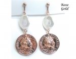 Rose Gold Clip On Earrings with Faux Mother of Pearl