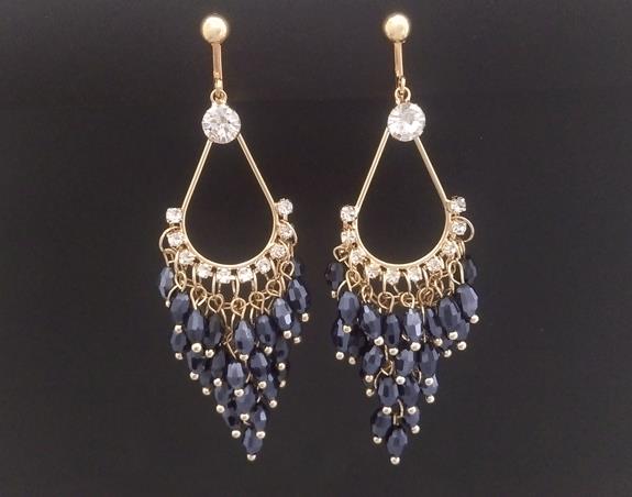 Chandelier Clip On Earrings, Gold, CZ's, Crystals | Dazzlers - Click Image to Close